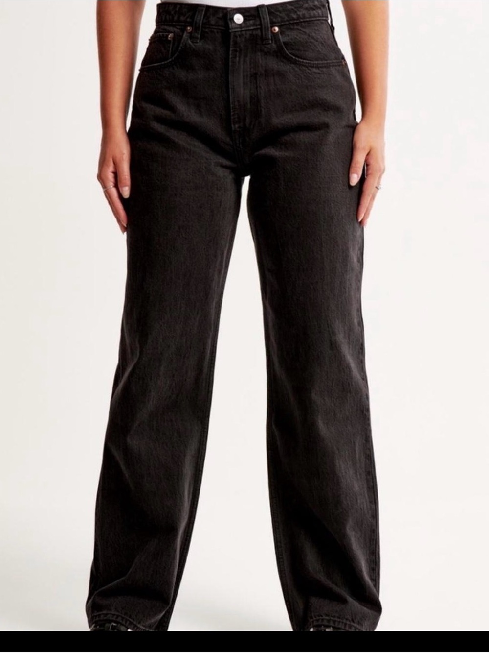 Abercrombie The Loose High Rise Black Jeans Size 31 12 Long